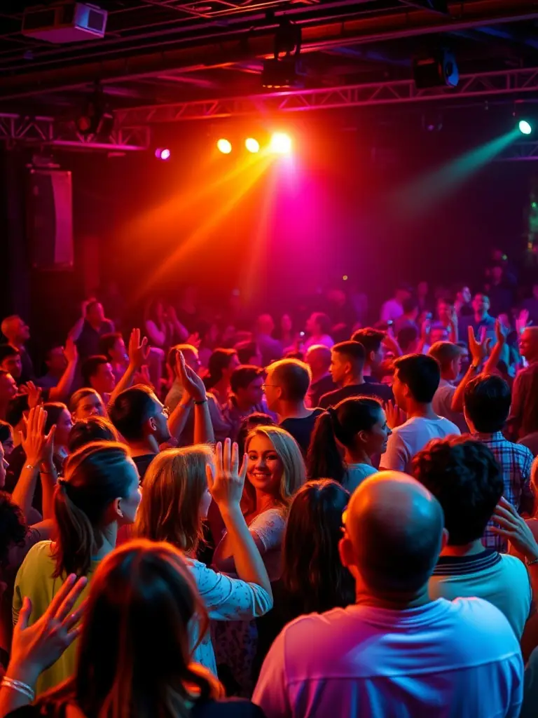 A lively scene from a local concert organized by ASSOCIATION LA PETITE FABRIQUE MUSICALE, featuring diverse musical performances and a captivated audience.